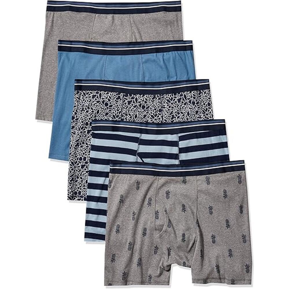 New 5 Pack Amazon Essentials Mens XS 100% Cotton Underwear Boxer Briefs